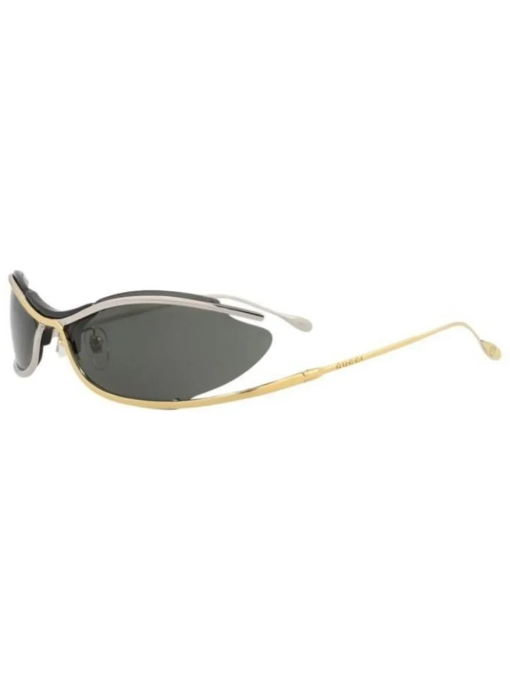 New Gucci Mens Shield/Wrap Gold Gold Grey Fashion Designer Sunglasses